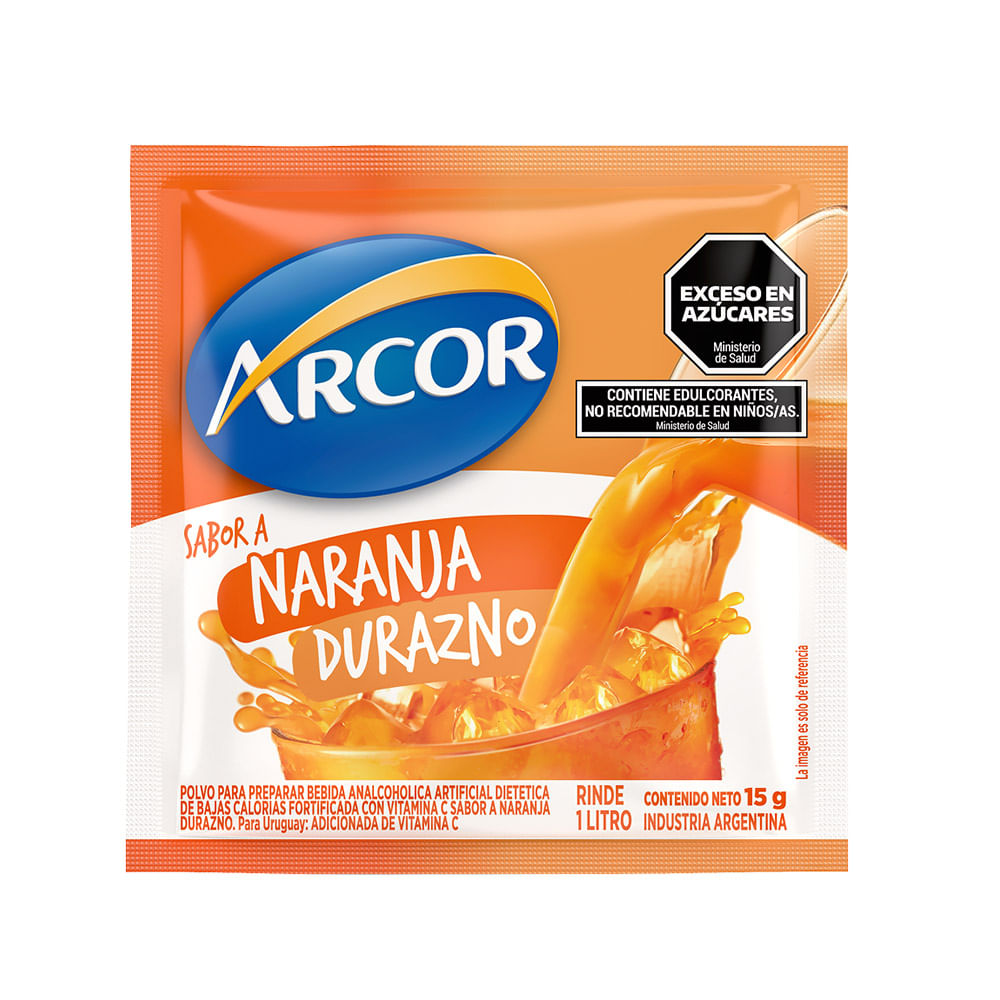 Jugo en Polvo Sabor Naranja y Durazno 15 Grs Arcor