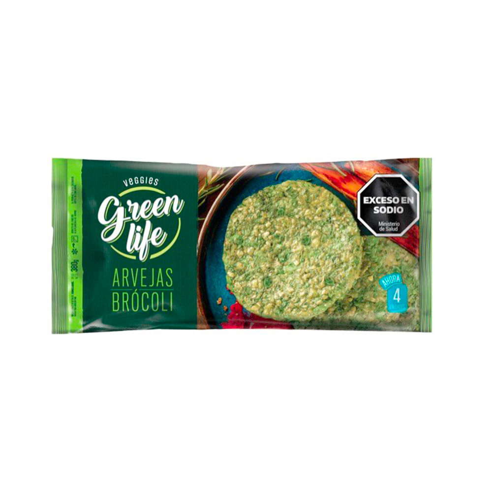 Medallones de Sabor Arvejas y Brócoli 380 Grs x 4 Un Green Life