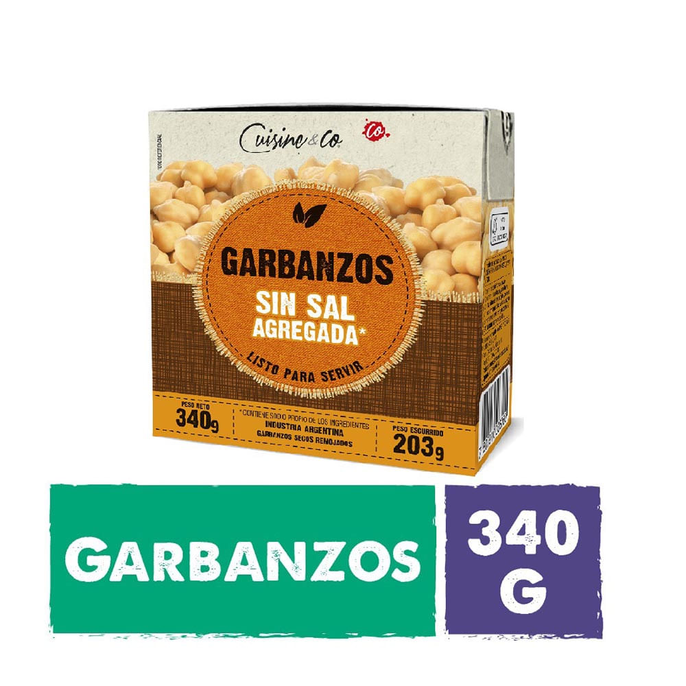 Garbanzos sin sal 340 Grs Cuisine & Co