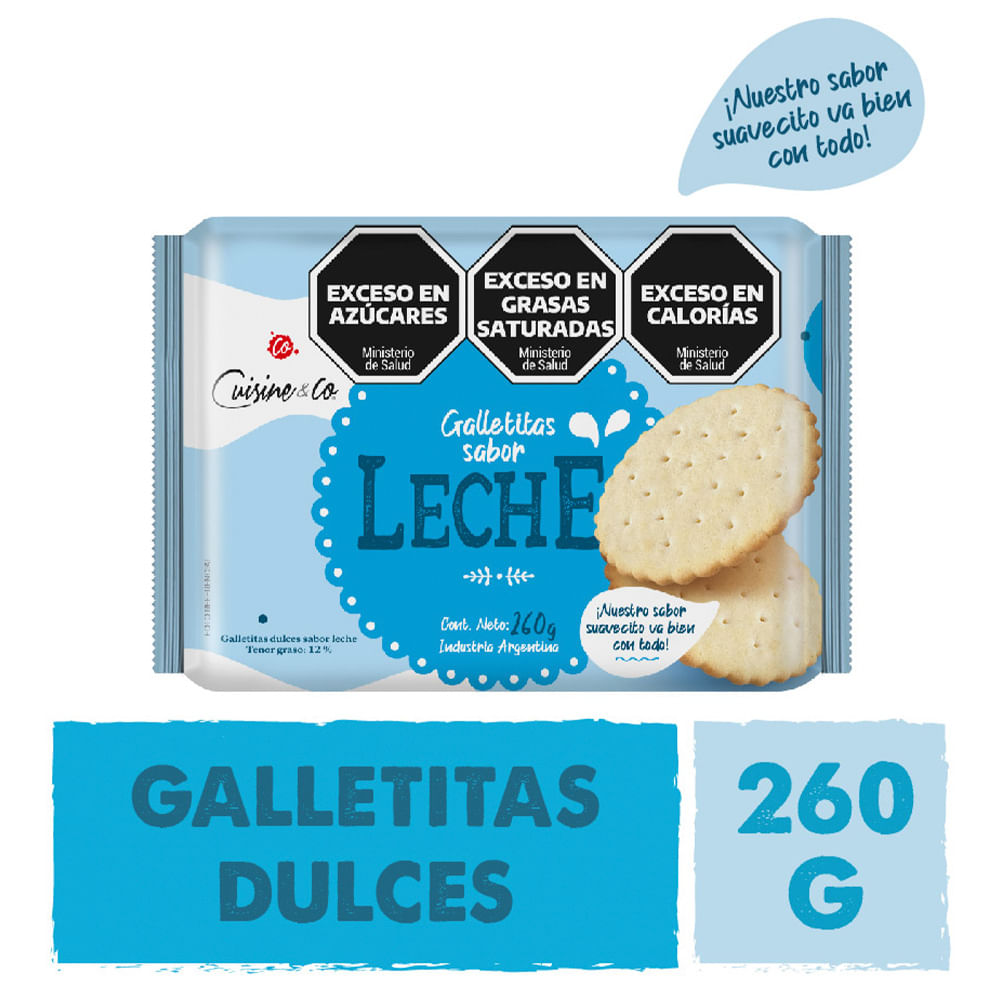 Galletitas Dulces Sabor Leche 260 Grs Cuisine & Co