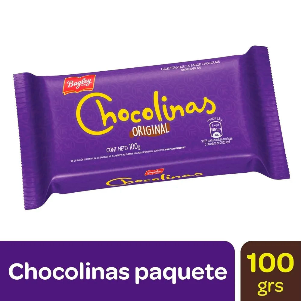 Galletitas Sabor Chocolate 100 Grs Chocolinas