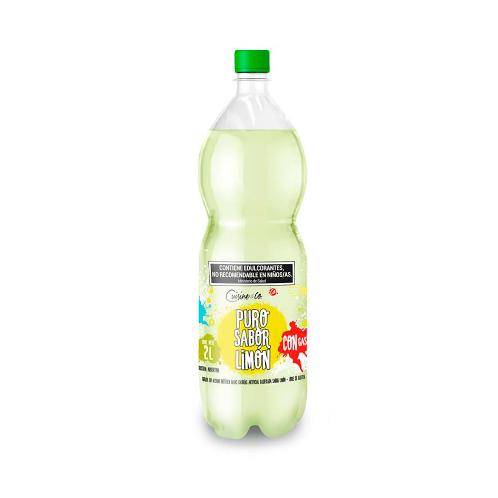 Agua Saborizada con Gas Sabor Limón 2 Lts Cuisine & Co