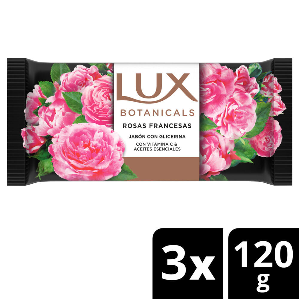 Jabón de Tocador Botanicals Rosas Francesas 120 Grs x 3 Un Lux