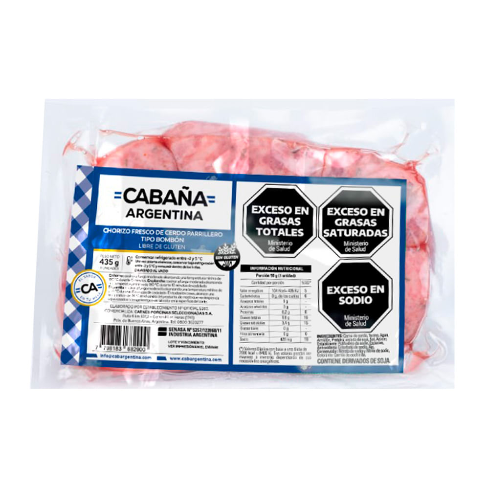 Chorizo Bombón Puro Cerdo Al Vacio -6u - 435grs -cabaña Argentina
