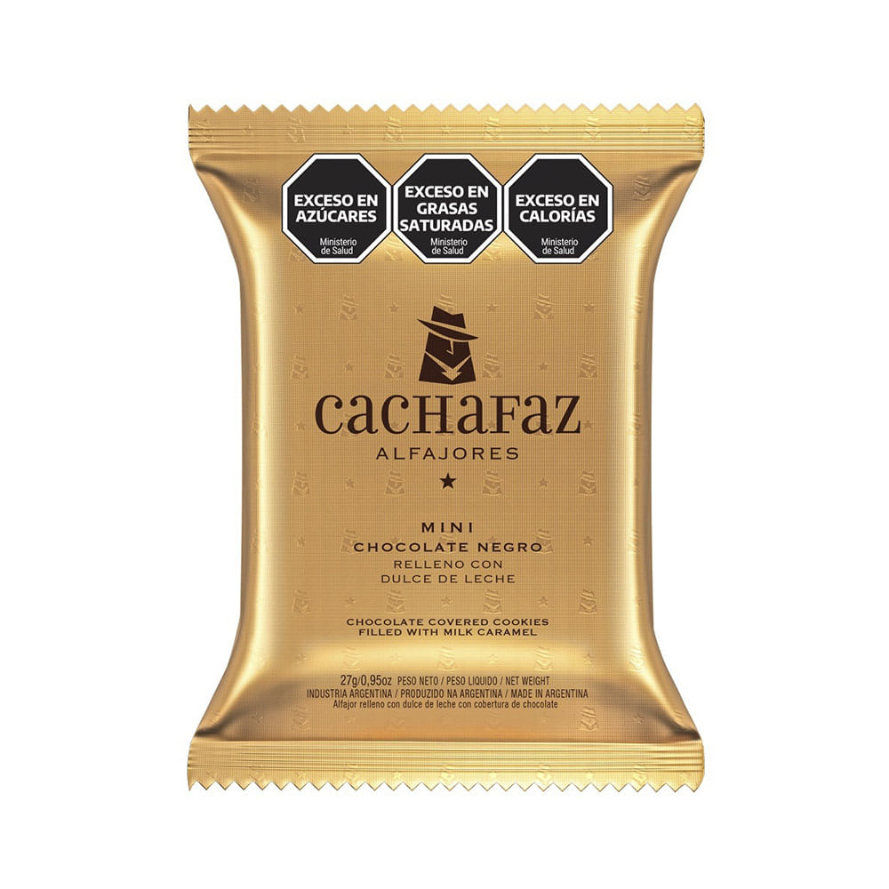 Alfajor Mini Sabor Chocolate Negro 27 Grs x 1 Un Cachafaz