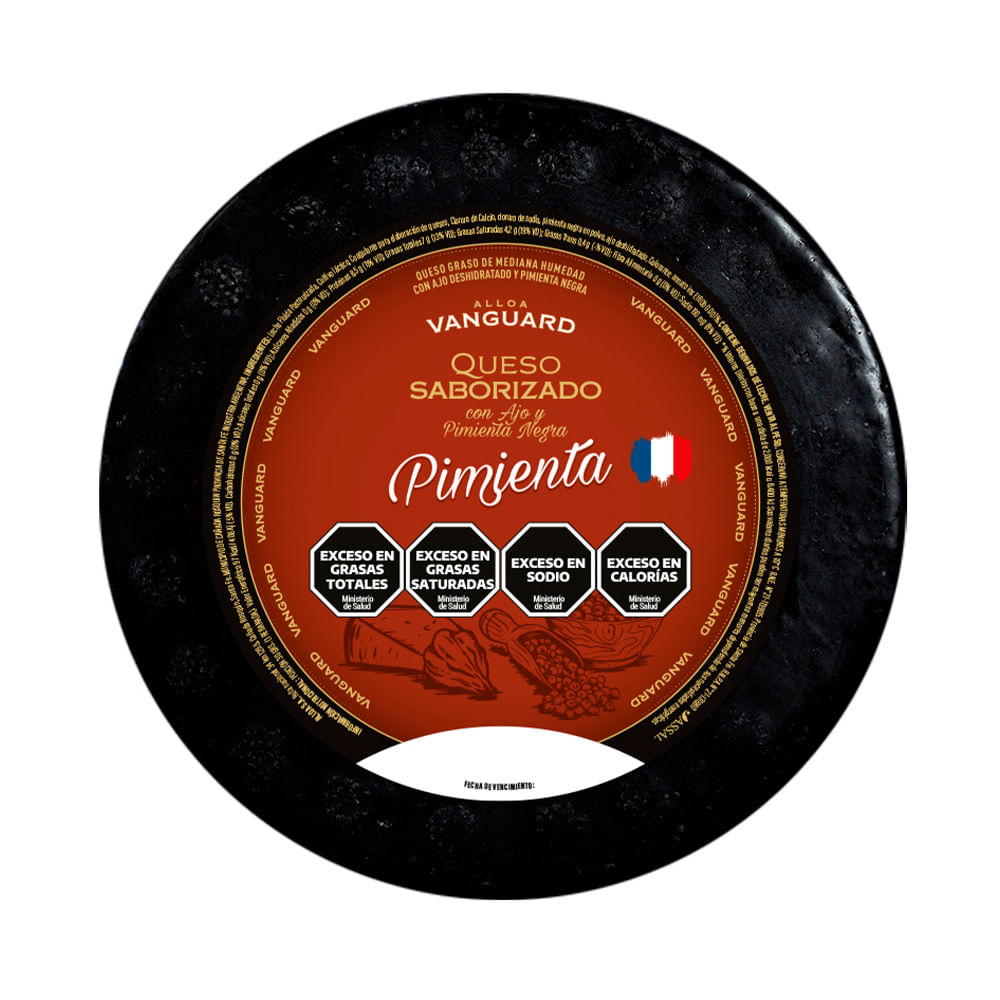 Queso Maduro Tierno Sabor Ajo y Pimienta Negra Familiar Alloa Vanguard