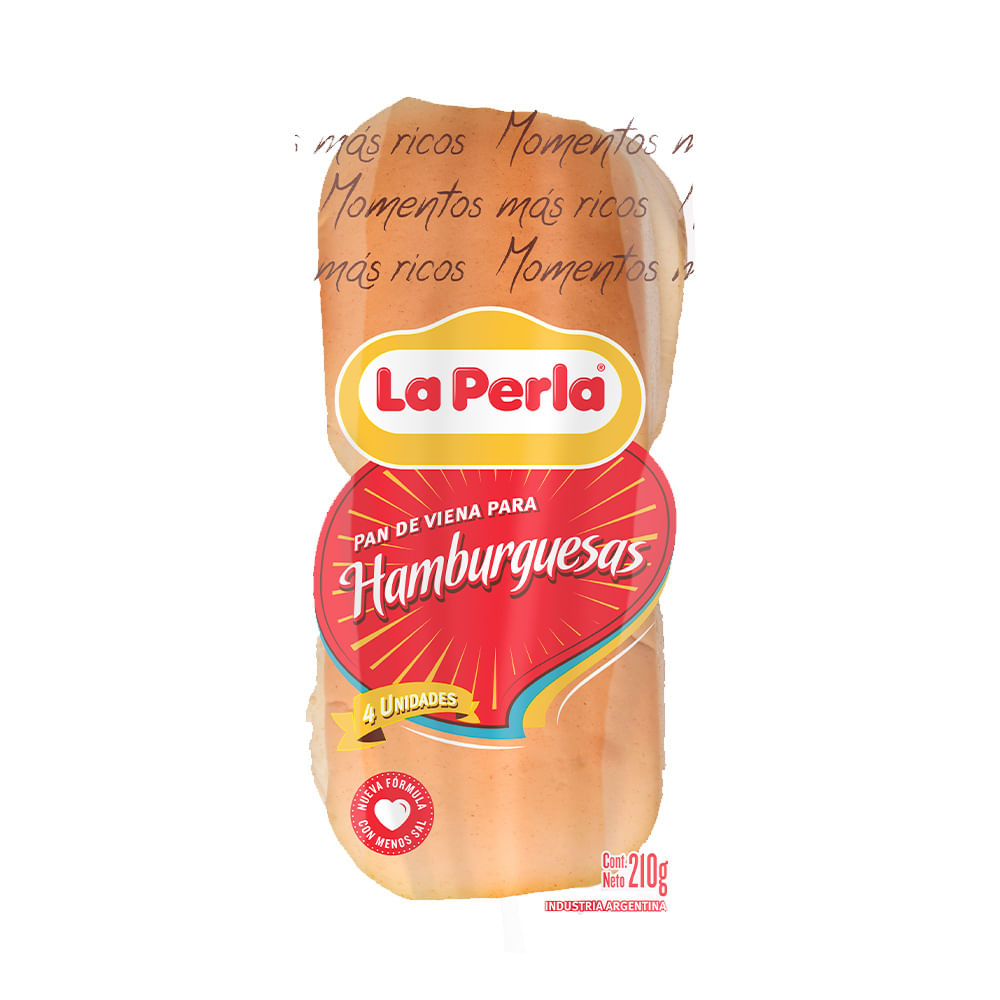 Pan de Viena para Hamburguesas 210 Grs x 4 Un La Perla