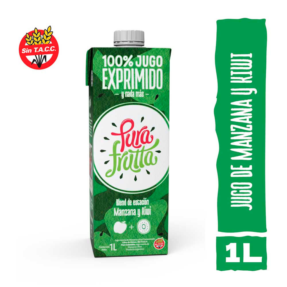 Jugo Exprimido Sabor Manzana y Kiwi 1 Lts Pura Frutta