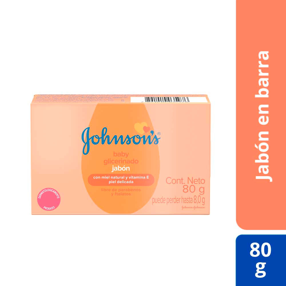 Jabón en Barra Glicerina Piel Delicada 80 Grs Johnson's