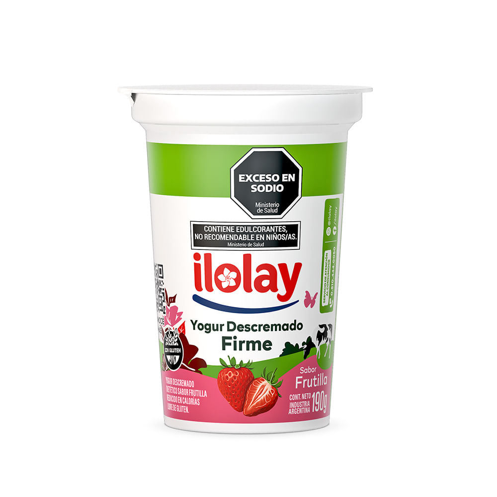 Yogurt Sabor Frutilla Descremado Firme 190 Grs Ilolay
