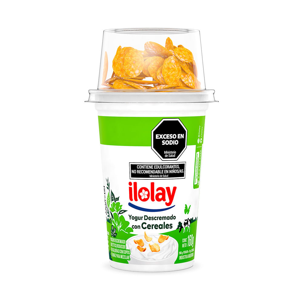Yogur Descremado Ilolay Vita C Natural Con Copos De Maiz Azucarados
