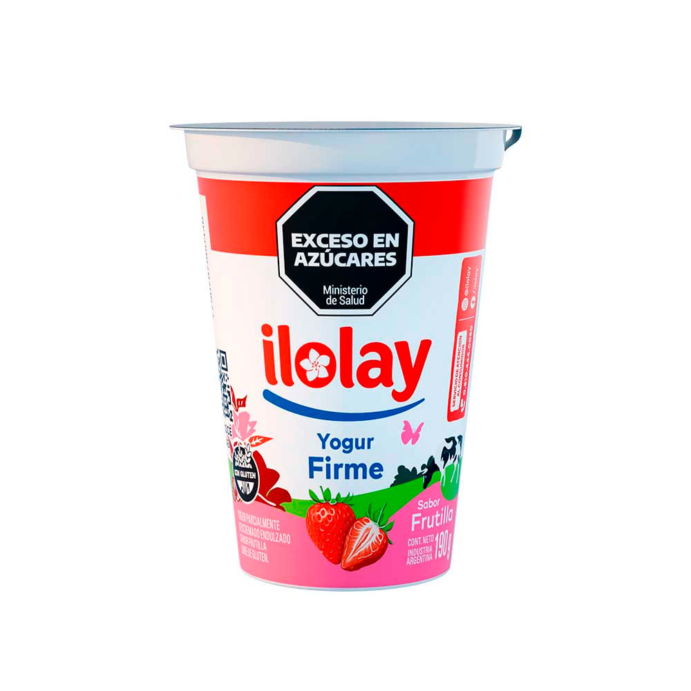 Yogur Firme Sabor Frutilla Entero 190 Grs Ilolay
