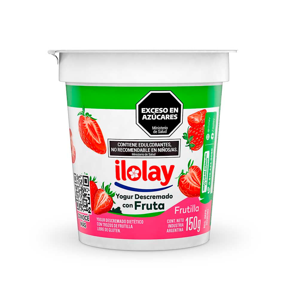 Yogurt Sabor Frutilla Descremado 150 Grs Ilolay