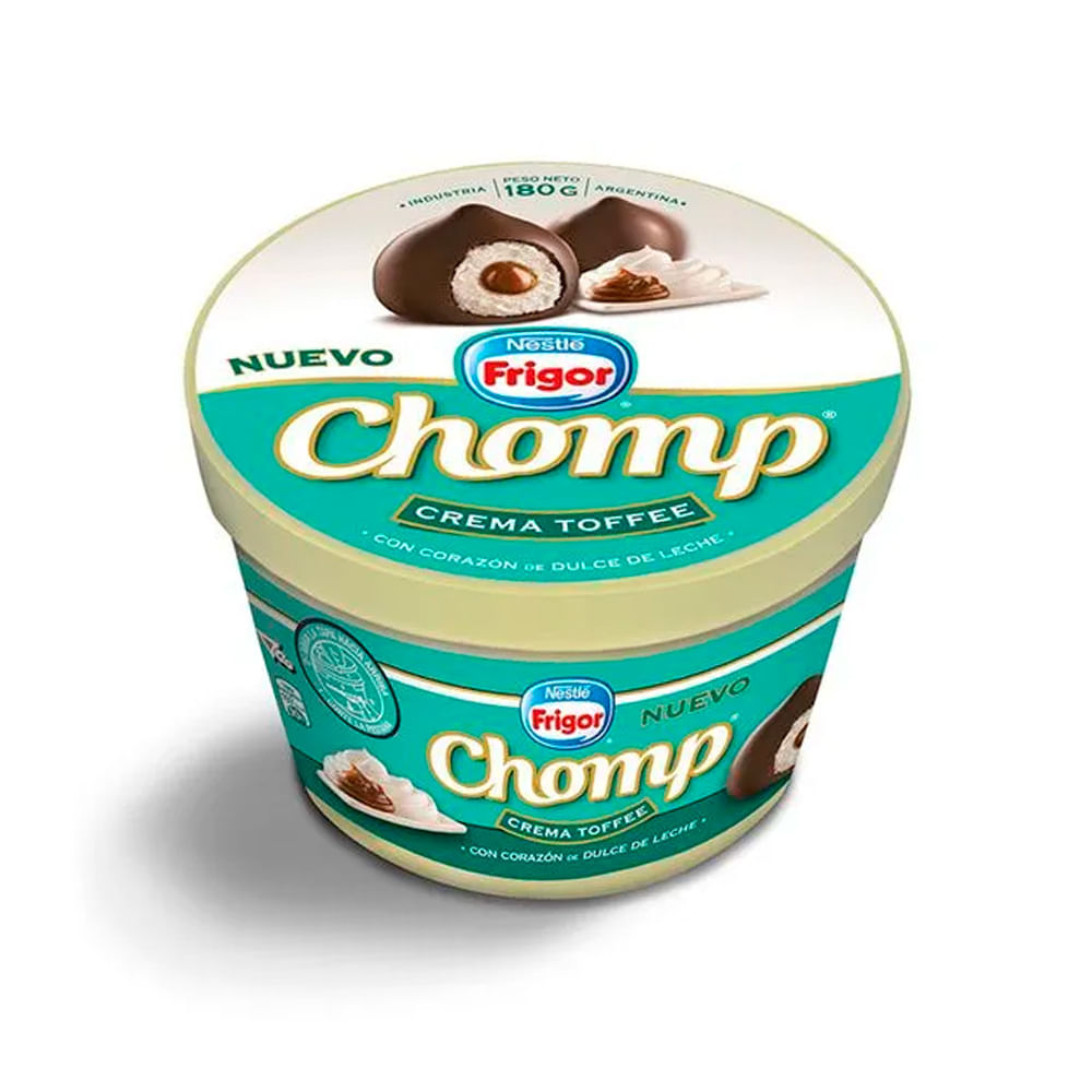 Helado Sabor Crema Toffee con Corazón de Dulce de Leche Chomp 180 Grs Frigor