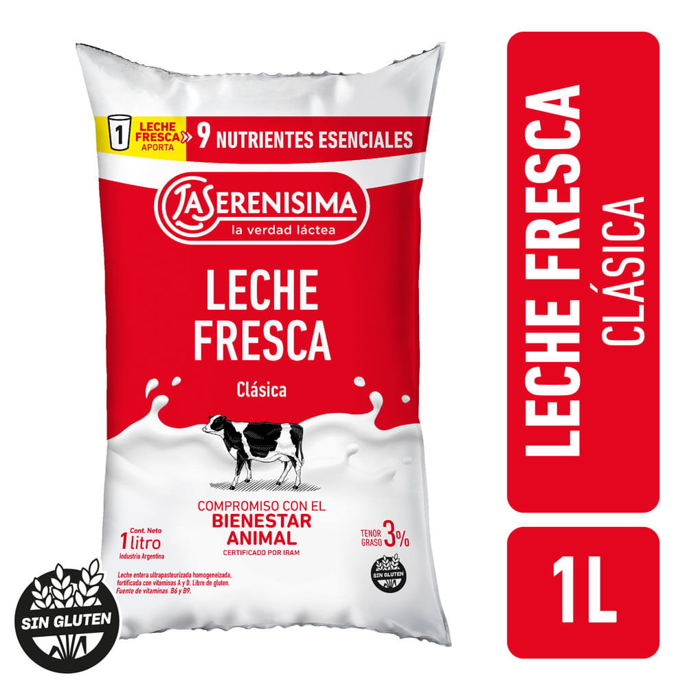 Leche Entera 3% Sachet 1 Lts La Serenísima