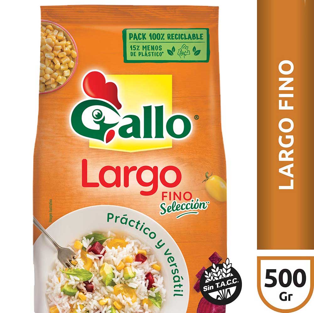 Arroz Grano Largo Fino Selección 500 Grs Gallo