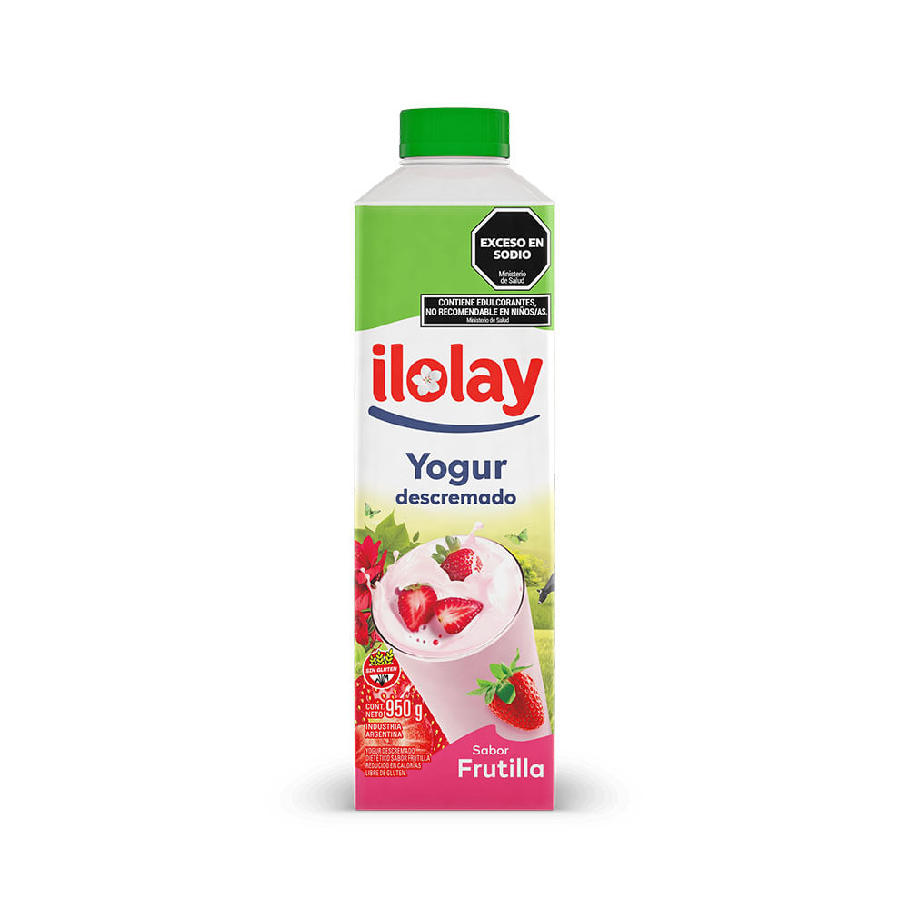 Yogurt Sabor Frutilla Descremado 950 Grs Ilolay