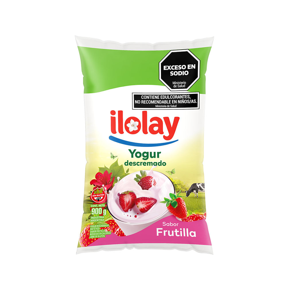 Yogurt Sabor Frutilla Descremado 900 Grs Ilolay