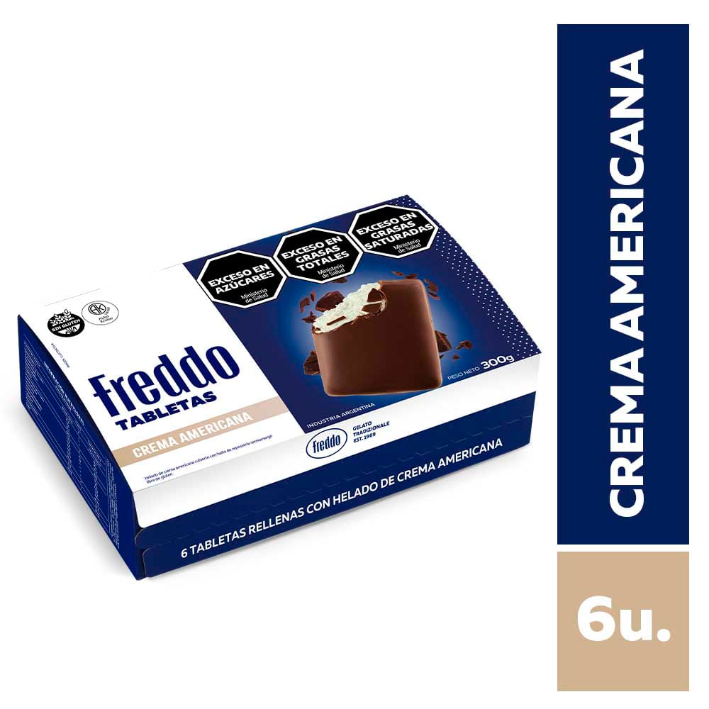 Helado Sabor Crema Americana Tabletas x 6 Un 300 Grs Freddo