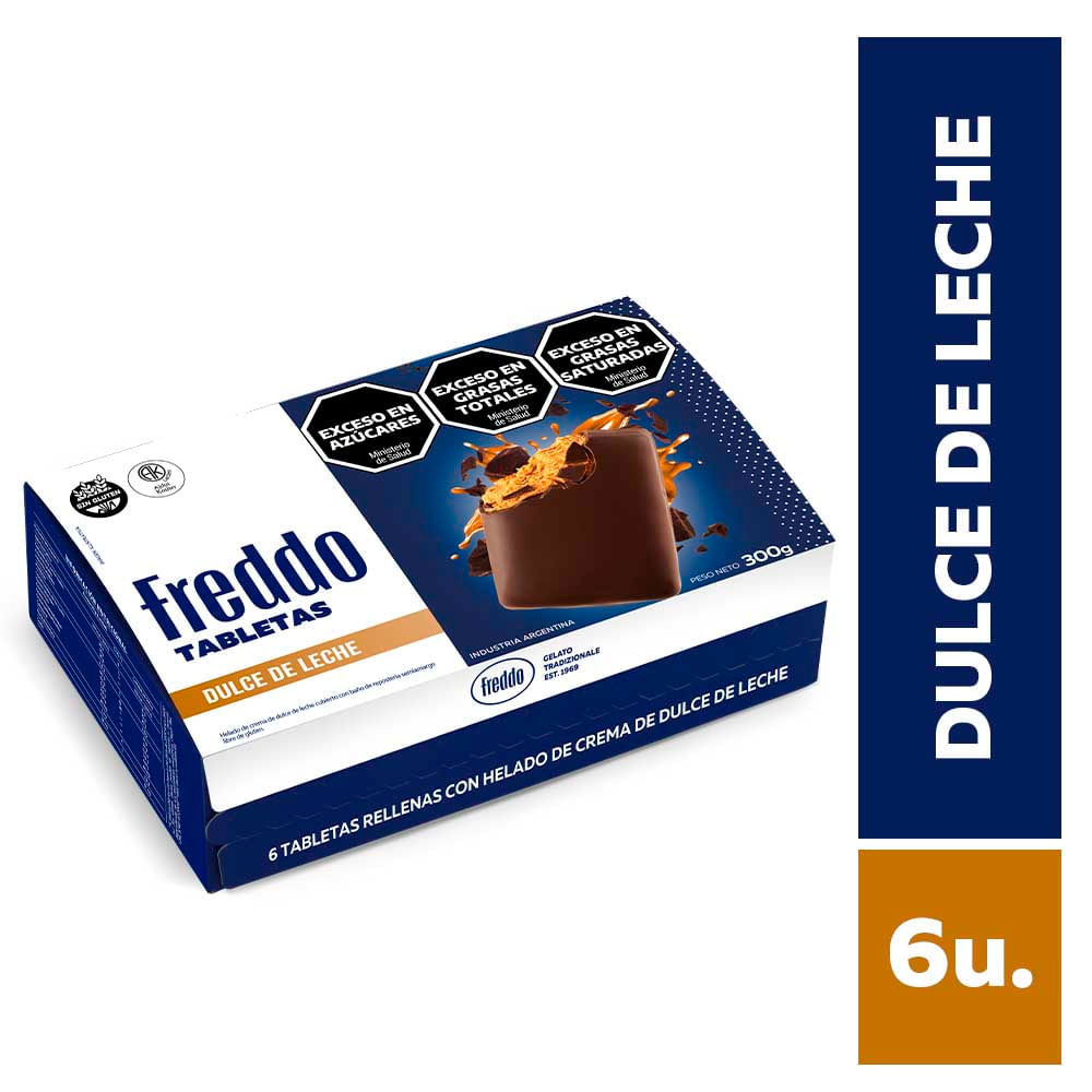 Helado Sabor Dulce De Leche Tabletas x 6 Un 300 Grs Freddo