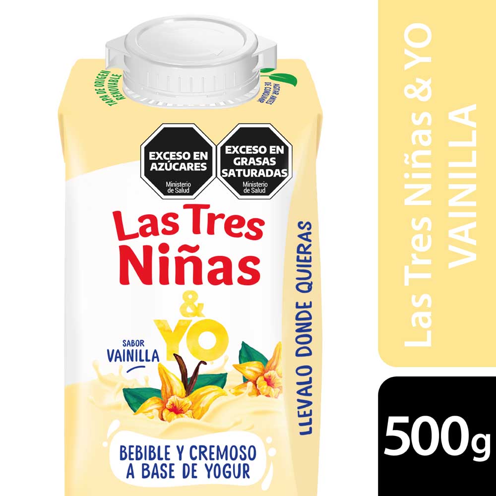 Yogurt Sabor Vainilla Líquido 500 Grs Las Tres Niñas y Yo