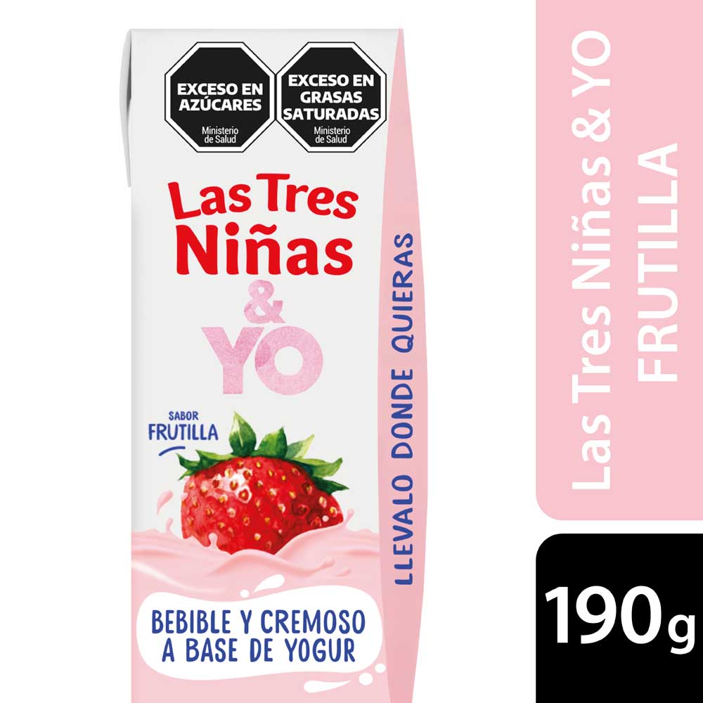 Yogurt Sabor Frutilla Líquido 190 Grs Las Tres Niñas y Yo