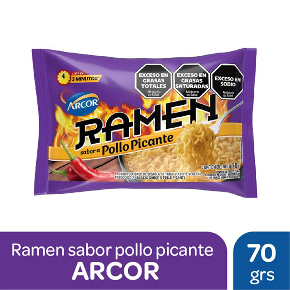 Fideos Ramen Sabor Pollo Picante 70 Grs Arcor
