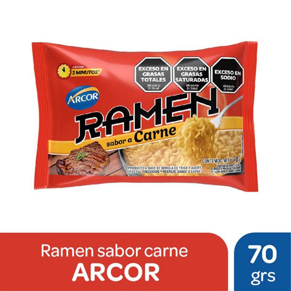 Fideos Ramen Sabor Carne 70 Grs Arcor