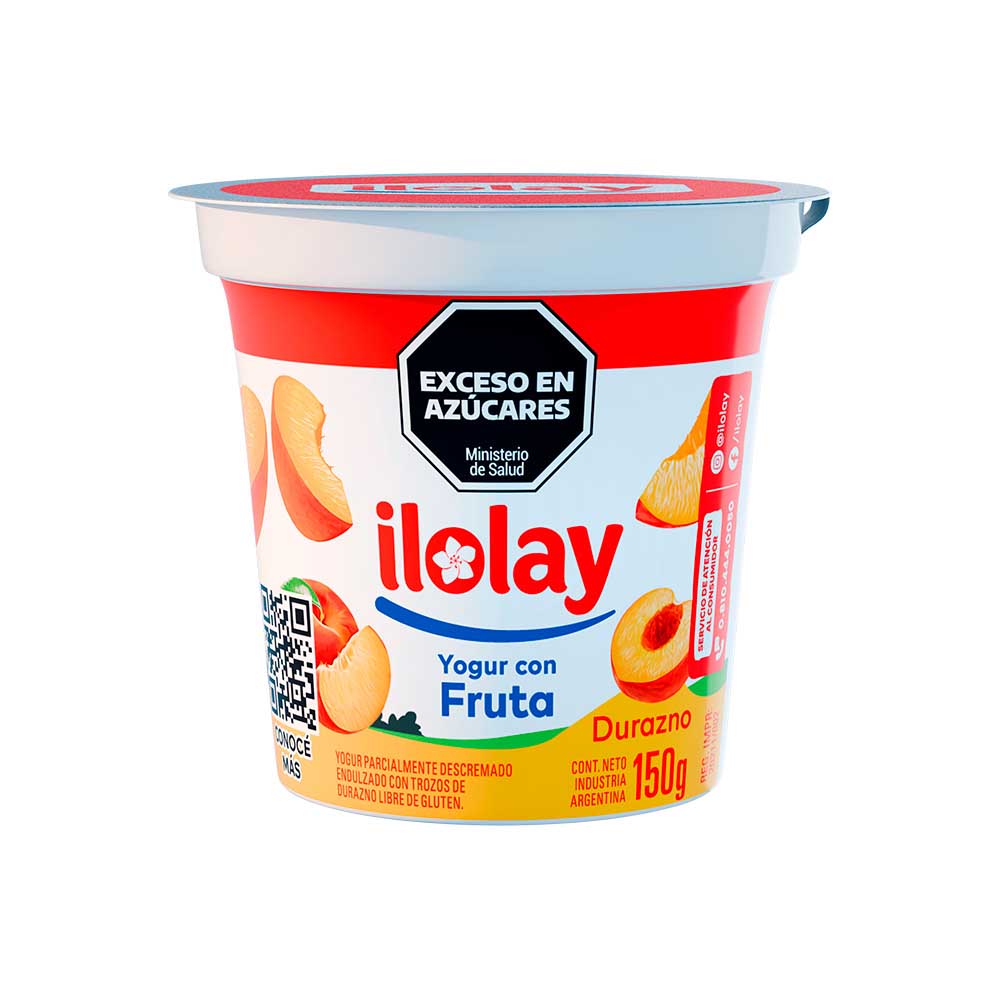 Yogurt Sabor Durazno con Fruta 150 Grs Ilolay