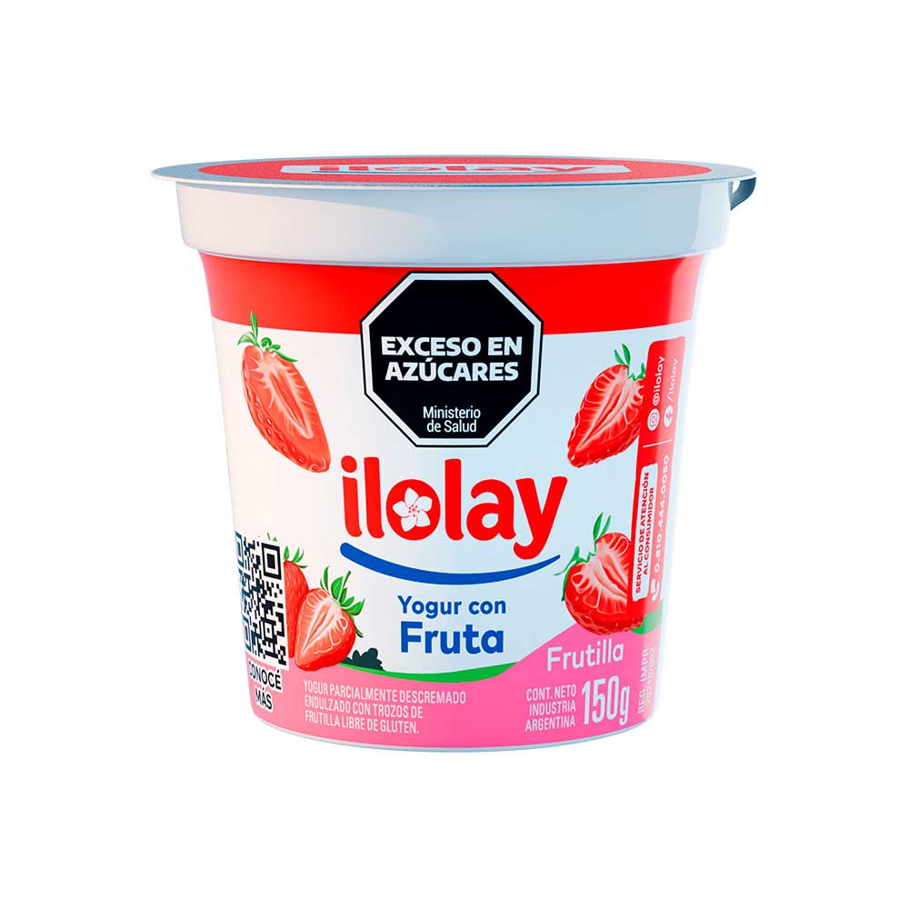 Yogurt Sabor Frutilla Con Fruta 150 Grs Ilolay