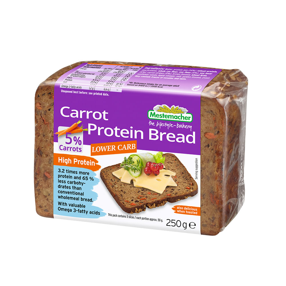 Pan Integral Proteína sabor Zanahoria 250 Grs Mestemacher