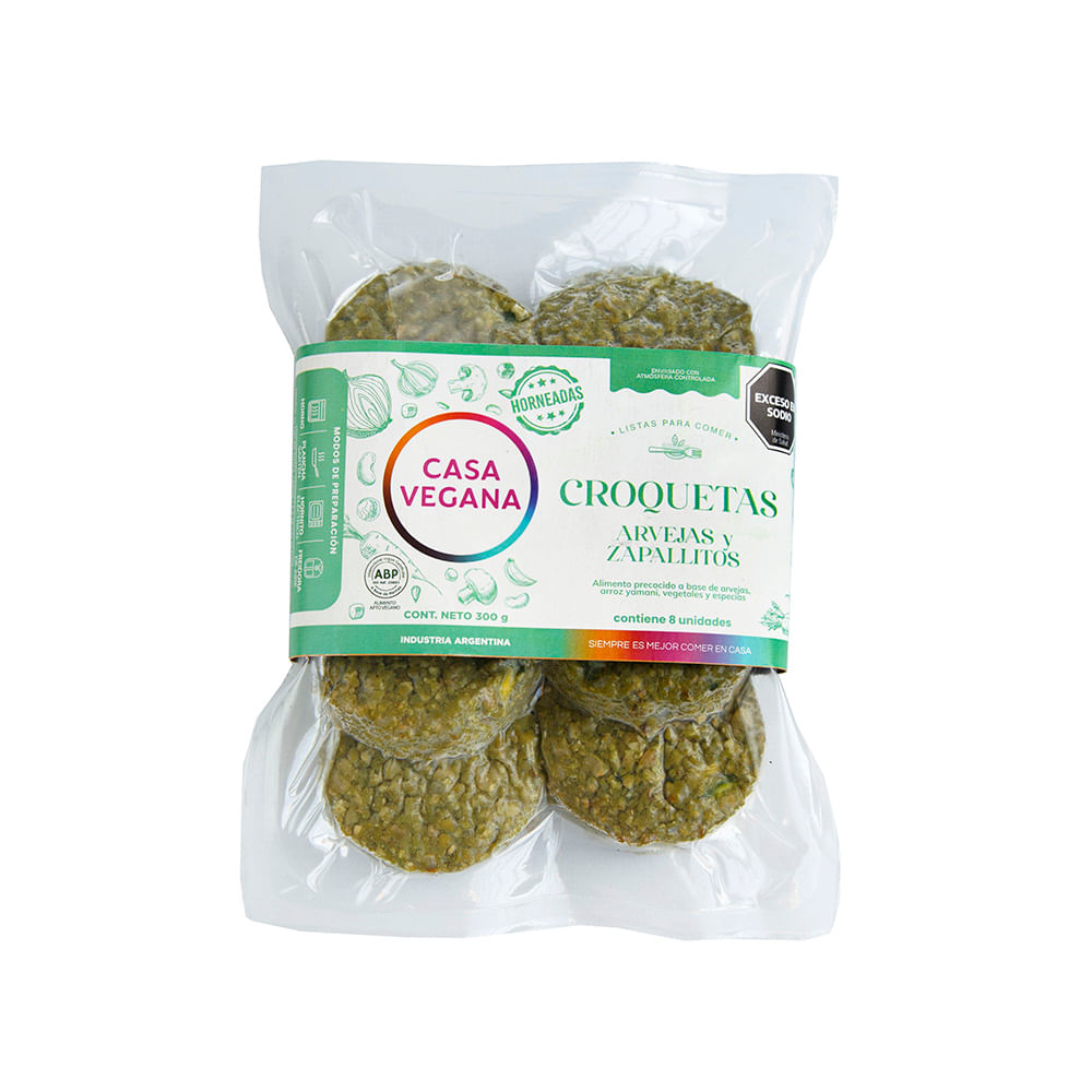 Medallones de Arvejas y Zapallitos 300 Grs x 8 Un Casa Vegana