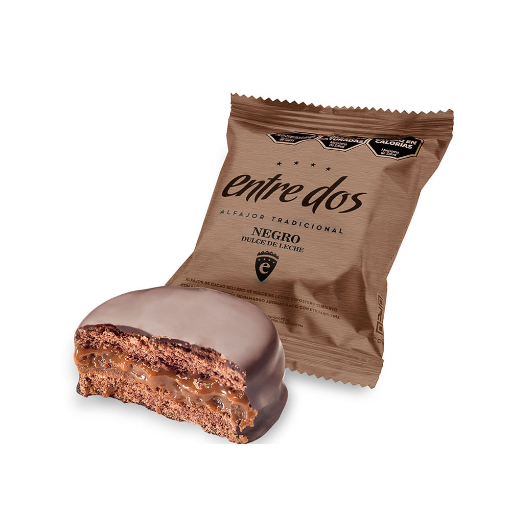 Alfajor Negro Sabor Dulce de Leche 45 Grs Entre Dos