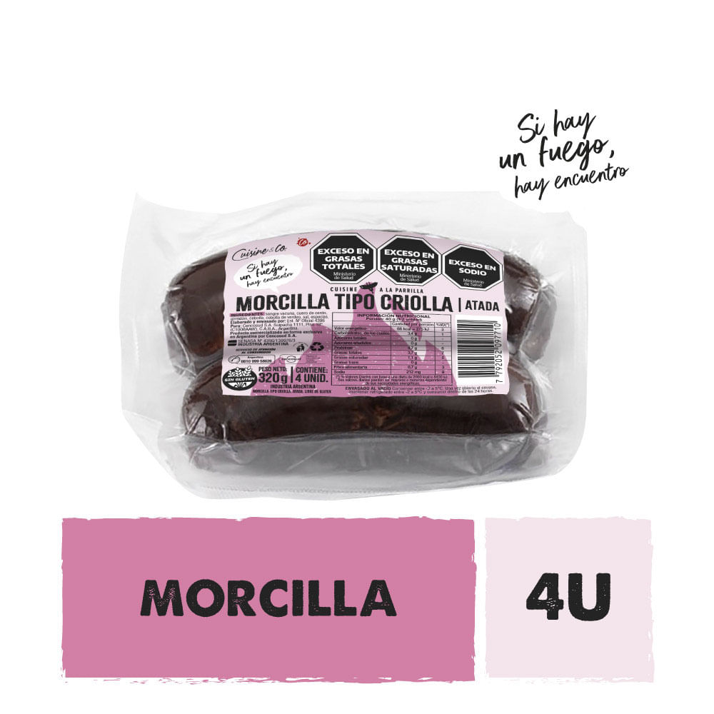 Morcilla Sabor Criolla 320 Grs x 4 Un Cuisine y Co