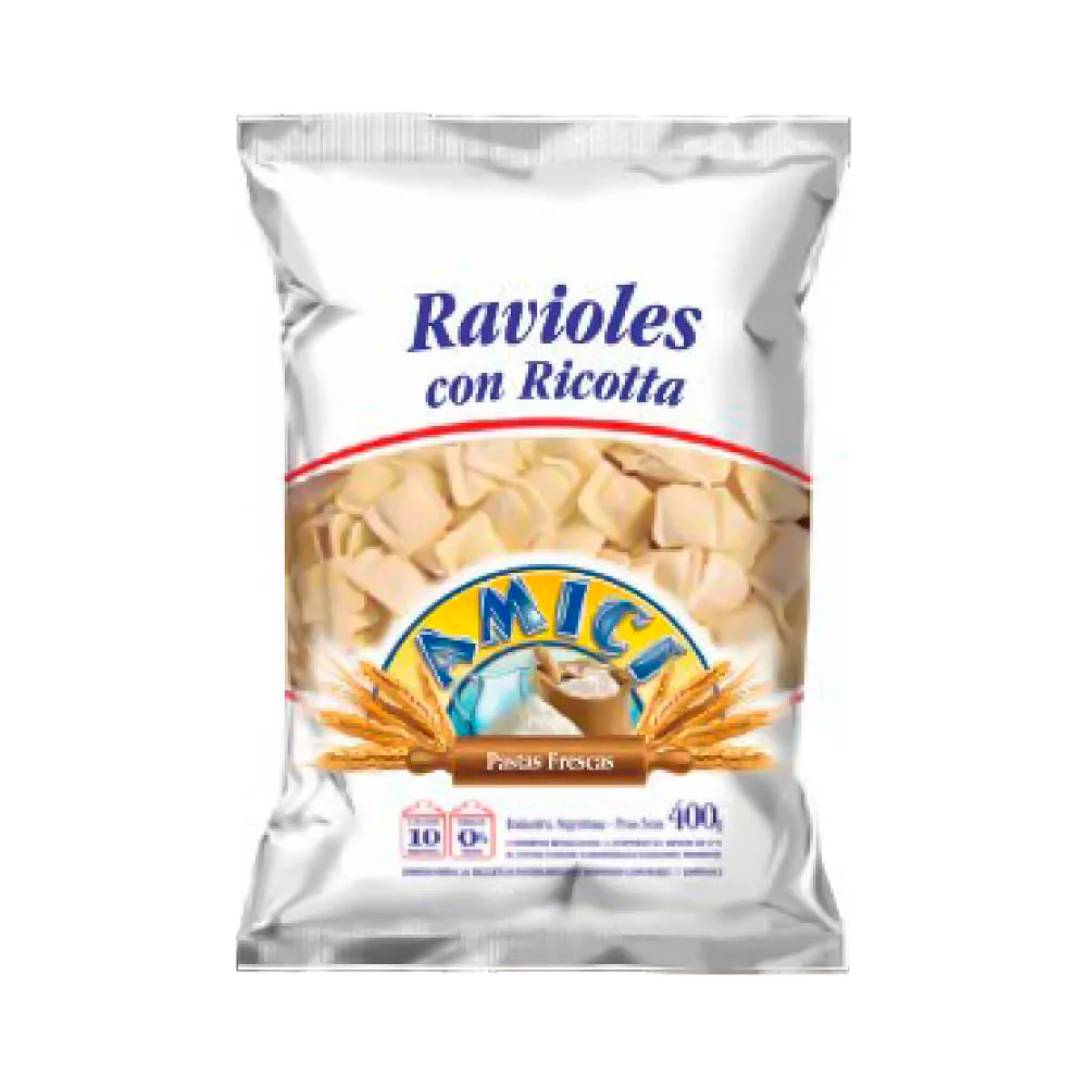 Ravioles de Ricotta Frescas 400 Grs Amici
