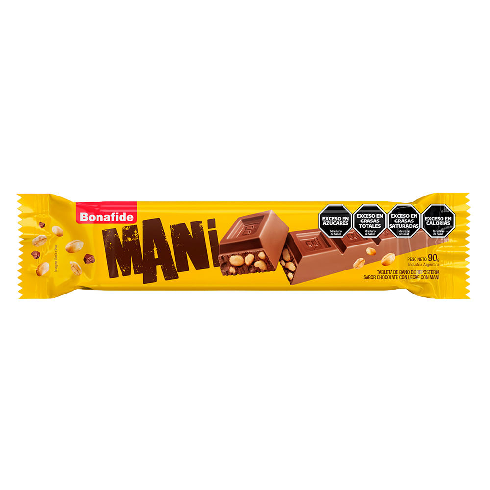 Tableta Sabor Chocolate con Maní 90 Grs Bonafide