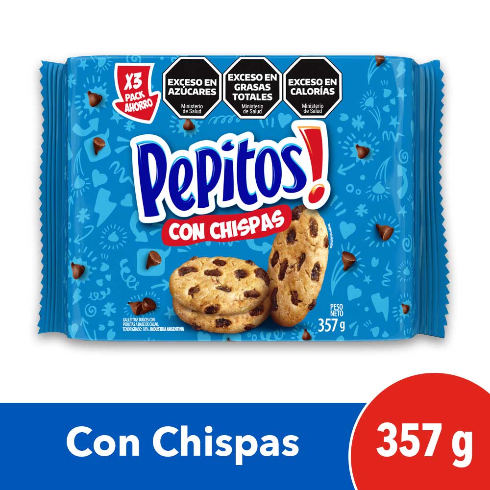 Galletitas Pepitos Con Chips De Chocolate 357 Gr Pack X 3 U De 119 Gr