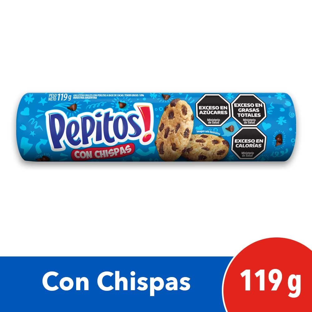 Galletitas Secas Sabor Chips de Chocolate 119 Grs Pepitos