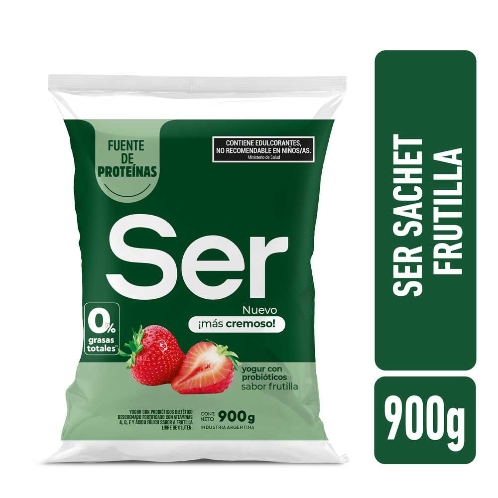 Yogurt Sabor Frutilla Descremado 900 Grs Ser