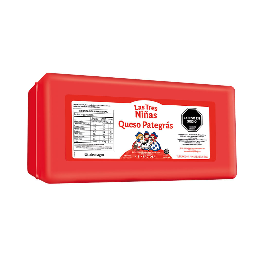 Queso Pategrás Barra x 1 Kg Las Tres Niñas