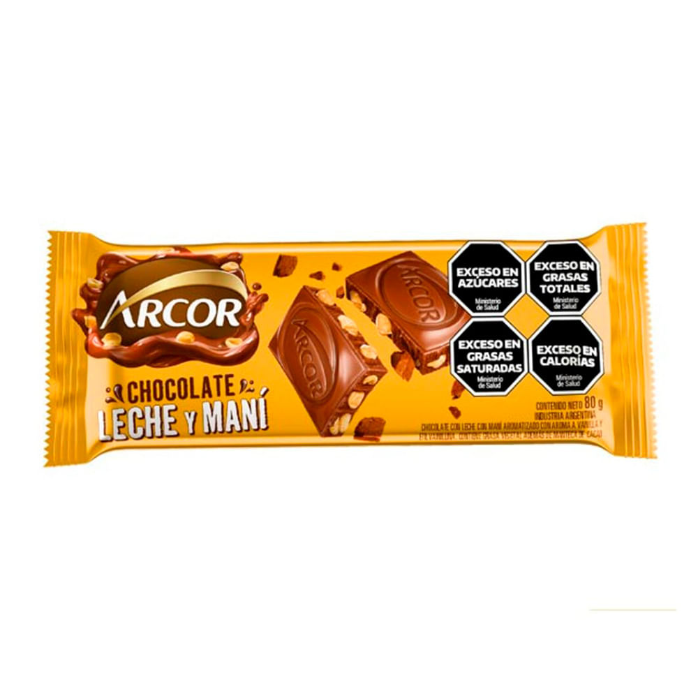 Chocolate Sabor Leche y Maní 80 Grs Arcor