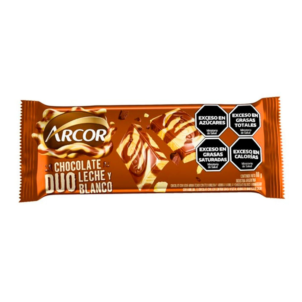 Chocolate Sabor Leche y Blanco 80 Grs Arcor