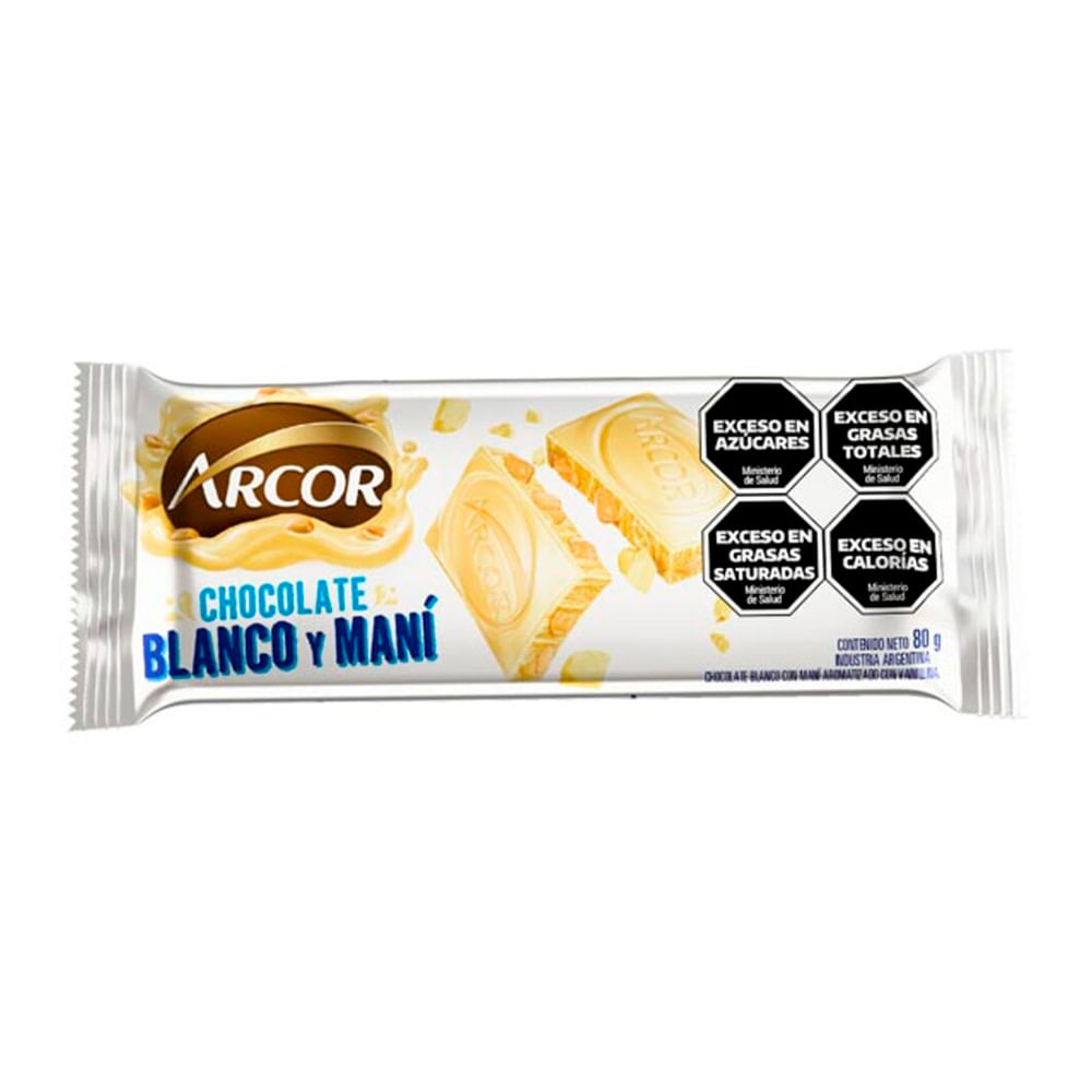 Tableta Chocolate Blanco Mani Arcor 80 Gr