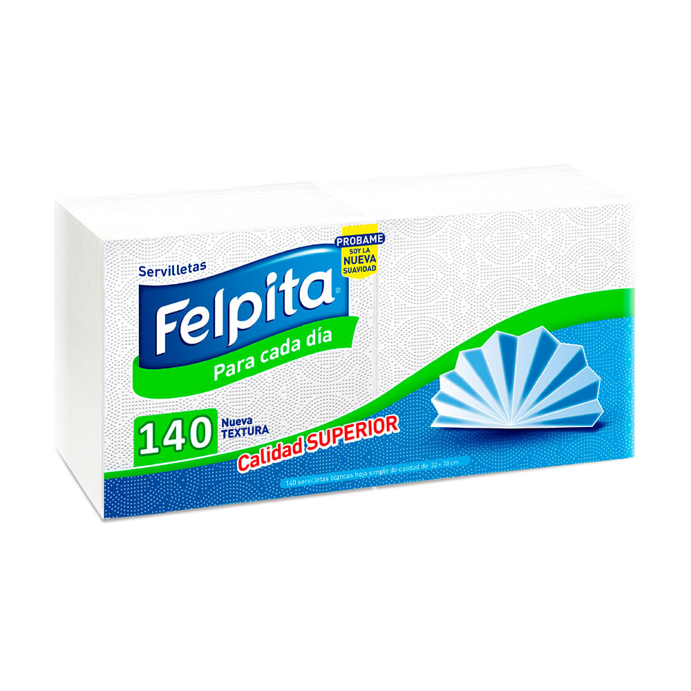 Servilletas de Papel Hoja Simple 32 x 28 Cm x 140 Un Felpita