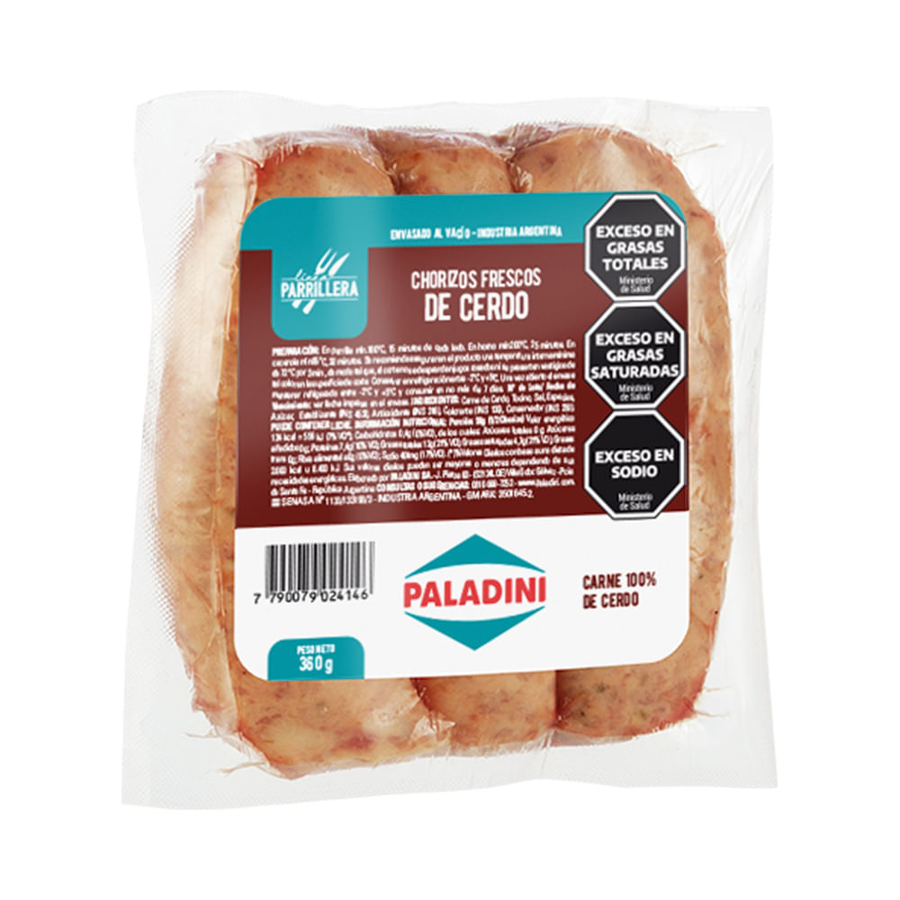 Chorizo de Cerdo Bombom 360 Grs Paladini