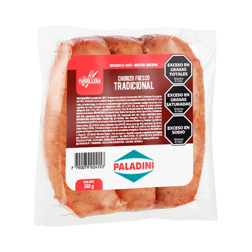 Chorizo de Cerdo Fresco 360 Grs Paladini