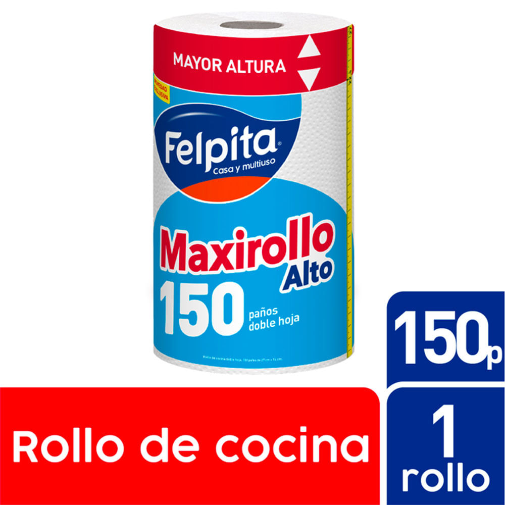 Rollo de Cocina Doble Hoja 150 Paños x 1 Un Felpita