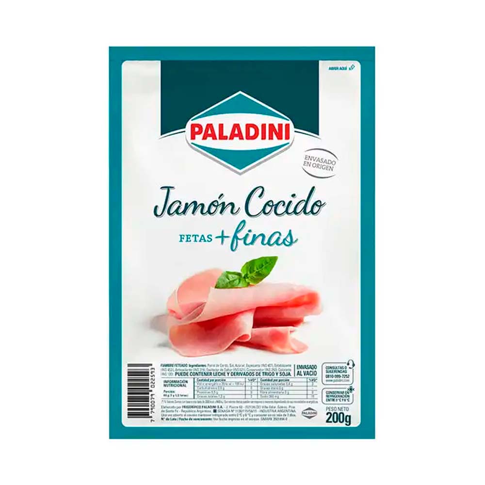 Jamon Cocido Fetas Finas 200 Grs Paladini