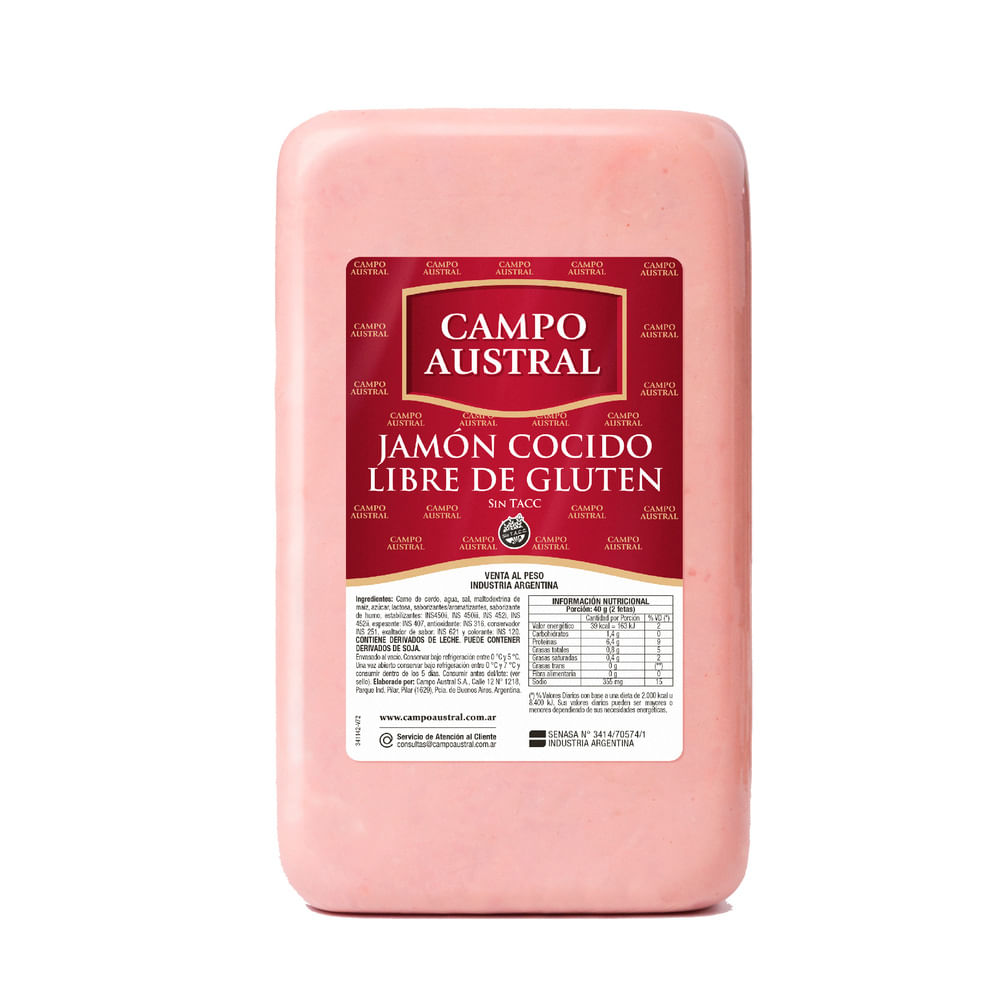 Jamón Cocido Pieza 1 Kg Campo Austral