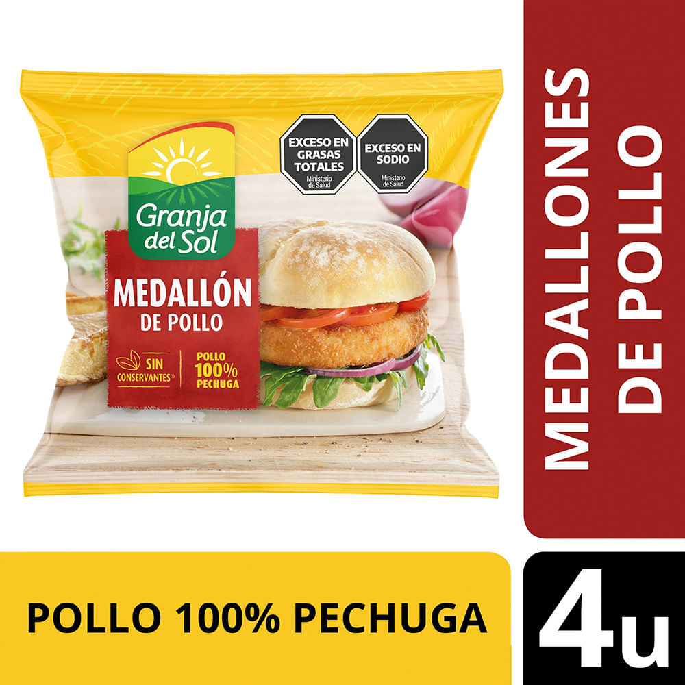Medallones de Pollo 330 Grs x 4 Un Granja Del Sol